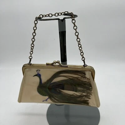 Cartera de plástico pavo real con cola de pluma 6 pulgadas X 3 1/2 pulgadas Foto 1 de 4