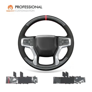 MEWANT Embossed Suede Carbn Fiber Steering Wheel Wrap for Chevy Blazer Silverado - Foto 1 di 11