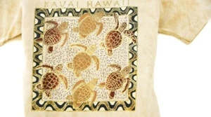 Vintage 90s Kauai Hawaii Turtle Print Tie Dye T-shirt Beach Hippie Boho - Picture 1 of 3