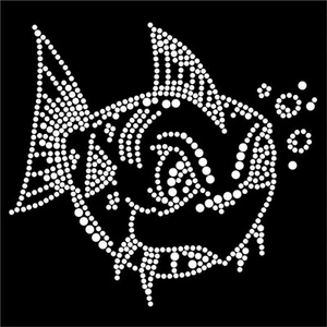 Hot fix diamante Kids Ocean fish-1 transfer hot iron on motif for t-shirts bags - Picture 1 of 1