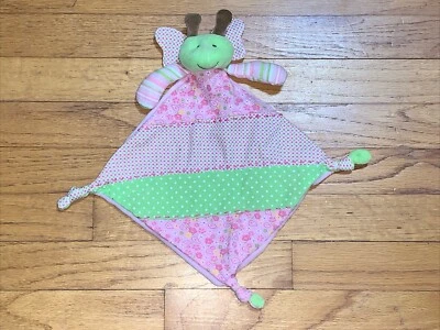 Difícil de Encontrar Manta/Lovey Rosa Verde Insecto/Abeja Rayas Lunares Nudo Floral Foto 1 de 4