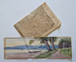 Antigua pintura y periódico chino vintage en acuarela - Imagen 1 de 7