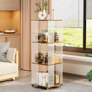 Rotating Bookshelf Display Shelves CD DVD Storage Rack Stand Bookcase Home Decor - Picture 1 of 16