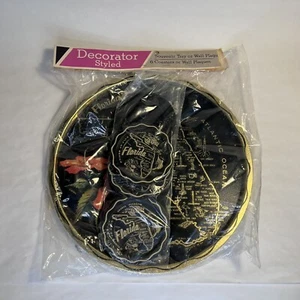 BANDEJA DE RECUERDO MAPA FLORIDA 11” NUEVA DE COLECCIÓN + 6 POSAVASOS tono dorado orquídea hibisco - Imagen 1 de 12