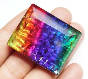 113.85Ct Natural Ammolite Emerald Opal -Like Organic Doublet Rare Loose Gemstone - Picture 1 of 4