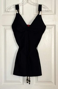 Costume da bagno donna SPANX nero dea greca scollo a V con cintura taglia 8 - Foto 1 di 12