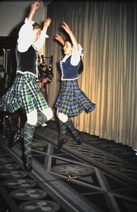 Orig 70's Kodachrome Slide, Scottish / Irish Female Dancers in full Dress - Picture 1 of 1