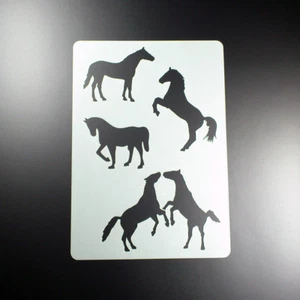 A4 Schablone Pferd 4 Pferde Motive Stute Reiten - BV401 - Bild 1 von 2