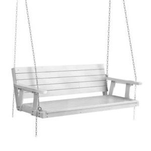 Gardeon Porch Swing Chair with Chain Outdoor Furniture 3 Seater Bench Wooden Whi - Picture 1 of 8
