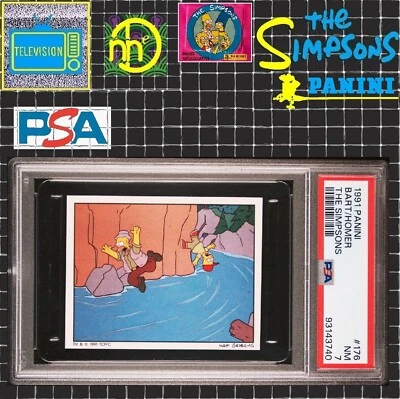 1991 Panini Simpsons Stickers - #176 Bart & Homer - PSA 7 NM - Image 1 of 4