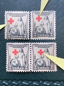53221 US Stamps Sc#702 3c Up/R/L Floating Red Cross Shift Error MNHOG EFO - Picture 1 of 2