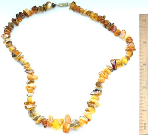 Vintage Amber Genuine Baltic Multicolor Egg Yolk Beads Necklace 23.7 gram 波羅的海琥珀 - Picture 1 of 3