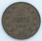 1914 Finland 10 Pennia Copper Coin - Km# 14 - Fine - # 23896