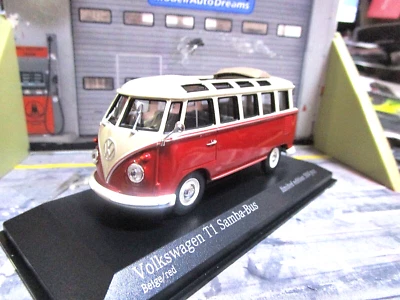 VW Volkswagen Bus T1 Samba Bus Fensterbus rot creme 1960 Minichamps 1:43 - Bild 1 von 4