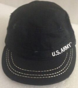Black Official Adult USA Army Black Distressed Adjustable Strap Hat Cap NEW
