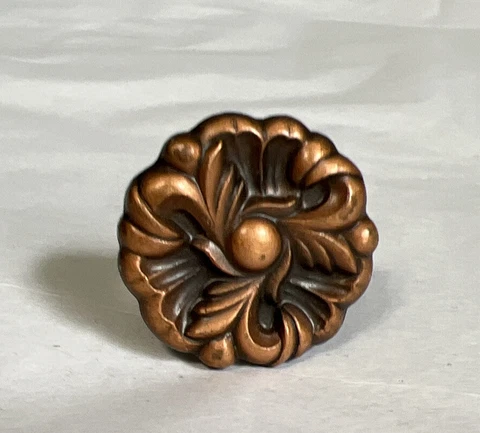 1 Vintage Amerock RDCA 1960 Copper & Black French Provincial Pull Knob W/Screw Cover