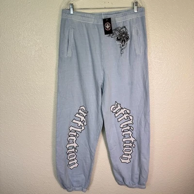 Pantalones deportivos Affliction para mujer XL cromados logotipo Y2K holgados sueltos pierna ancha NUEVO Foto 1 de 4