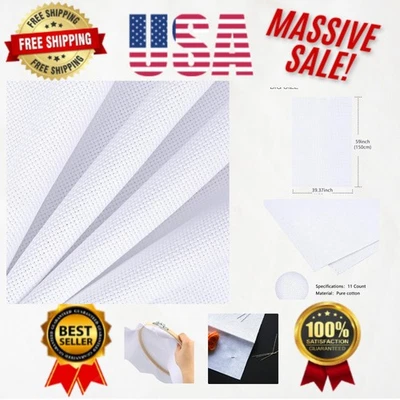 Large Aida Cloth 11 Count White Cross Stitch Fabric 39x59 Inch -  Quality - Image 1 of 4