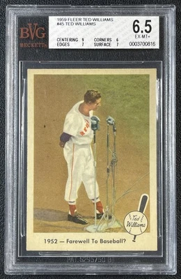 TED WILLIAMS BVG 6.5 1959 FLEER BASEBALL #45 FAREWELL TO BASEBALL? RED SOX 0816 - Image 1 of 2