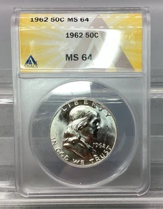 1962 Franklin Half Dollar - ANACS - MS 64 - Picture 1 of 4