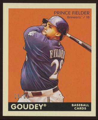 Prince Fielder #108 2009 Upper Deck Goudey Mini Black Back Milwaukee Brewers/21 Foto 1 de 3