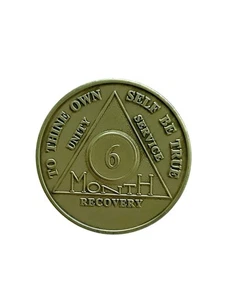 6 Month AA Medallion Alcoholics Anonymous Sobriety Coin BLING Blue Bronze NEW - Picture 1 of 2