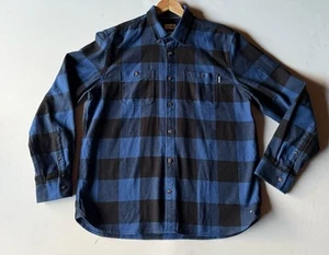 Marcs Shirt Men Extra Large Blue Plaid Cotton Flannel Button Up - Picture 1 of 11