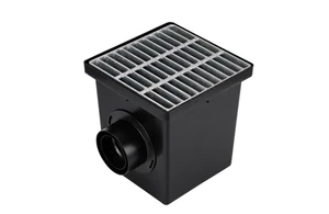 NDS 12 Zoll Quadratisches Auffangbecken Ablaufset mit 2 Öffnungen Auffangbecken Stahlrost - Bild 1 von 1