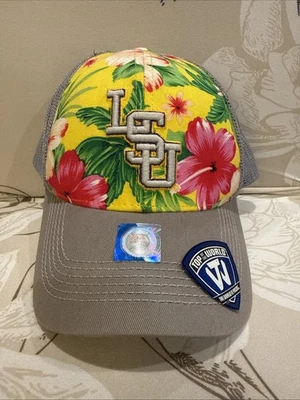 LSU Floral Hibisco Plástico Snap Ajustable Gorra de Remolque Sombrero de Camionero Estado de Louisiana Foto 1 de 3