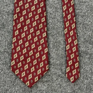 Sulka Tie Red Geometric 100% Silk Preppy Designer Necktie Made in France - Picture 1 of 7