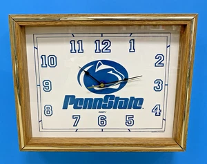 Vintage Penn State Wall Clock by World Clock In Shadowbox Display Case 11x14 - Picture 1 of 9