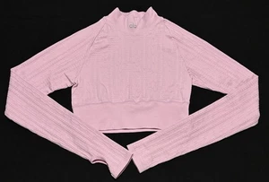 Alo Yoga nahtloses langärmliges bauchfreies Oberteil Sugarplum rosa Zopfmuster Damengröße XS - Bild 1 von 7