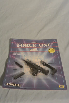 Pistola de metal fundido a presión ERTL Force One Uzi juguete de colección 1989 sellada cardada Foto 1 de 3
