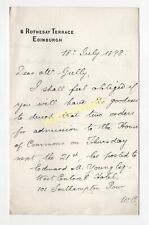 John Balfour, Scottish  lawyer & Liberal politician, autograph letter, 1898