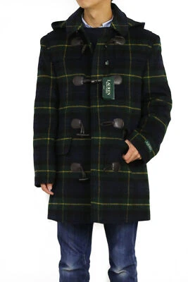 LAUREN by Polo Ralph Lauren Wool Hooded Toggle Overcoat Pea Coat Tartan Plaid - Image 1 of 4