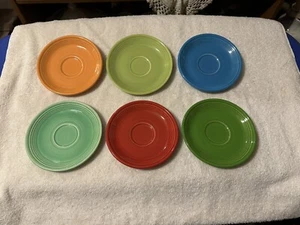 Vintage Fiestaware Set of Six Multicolored Saucers - Picture 1 of 13