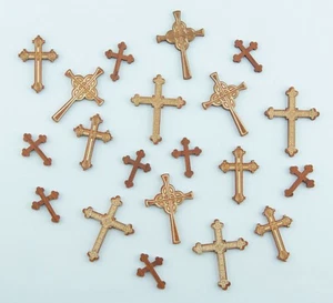 Decorative Crosses Cross Set Assorted Dimensional Shapes Laser Cut Wood 20pc - Picture 1 of 3