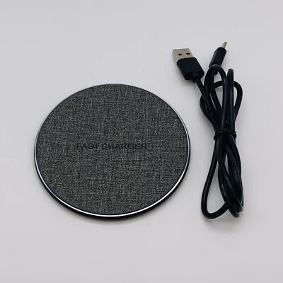 Wireless Fast Charger Charging Pad Blue LED 12V 2A 20W Gray - Tested Used - Image 1 of 4