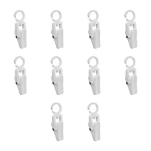 White Plastic LAUNDRY Swivel HOOK CLIPS Clothes Pin Retail Fixture Pack of 10 - Picture 1 of 2
