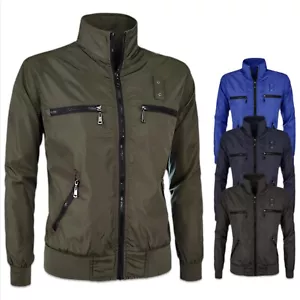 Giubbotto Uomo Con Zip Leggero Giacca a Vento Casual Giubbino VEQUE - Photo 1/34