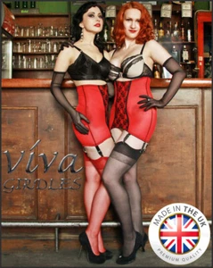 NYLONZ Viva Estilo Vintage 6 Correas INFERIOR ABIERTA Faja ROJA 🙂 🙂 Hecha en el Reino Unido 🙂 - Imagen 1 de 3