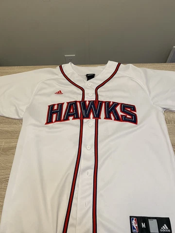 Josh Smith Mens Medium Adidas Atlanta Hawks White Baseball Jersey Rare Cover