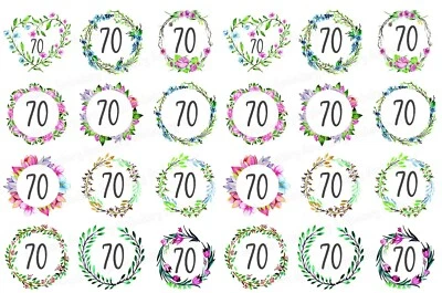 70.Geburtstag Muffinaufleger essbar Torten Bild Party Deko Geschenk Blumen neu - Bild 1 von 4