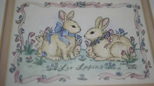 De colección CINDY KILZER 1986 LES LAPINS Firmado Enmarcado Estampado Conejo Enmarañado 🙂 - Imagen 1 de 4