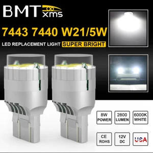 2pcs 7443 7440 LED White 6000K Reverse Light Bulbs For Honda Accord Civic Sedan - Picture 1 of 8