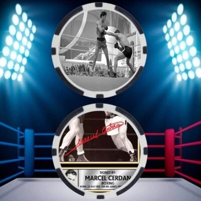 MARCEL CERDAN - BOXING HALL OF FAME - POKER CHIP - ***SIGNED/AUTO*** - Image 1 of 2