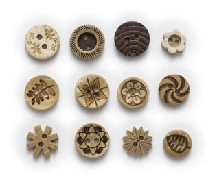 Round Coconut Shell Buttons Sewing Scrapbooking Clothing Craft Accessories 30Pcs - Picture 1 of 41