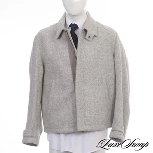 Cappotto bomber LNWOT RECENTE $3,5K Ermenegildo Zegna misto alpaca grigio bordo pelle 54 - Foto 1 di 8
