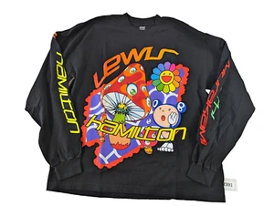 Four Four TM/KK L Mens LEWIS HAMILTON Las Vegas Long Sleeve Mushroom Tee Black N - Picture 1 of 8