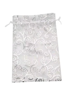 10 Organza Pouch Bag Drawstring 6"x8" Strong Gift Jewelry Party Wedding Silver - Picture 1 of 3